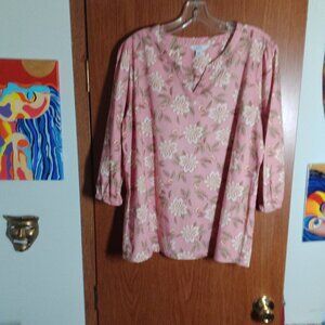 Croft & Barrow Womens 3/4 Sleeve Blouse